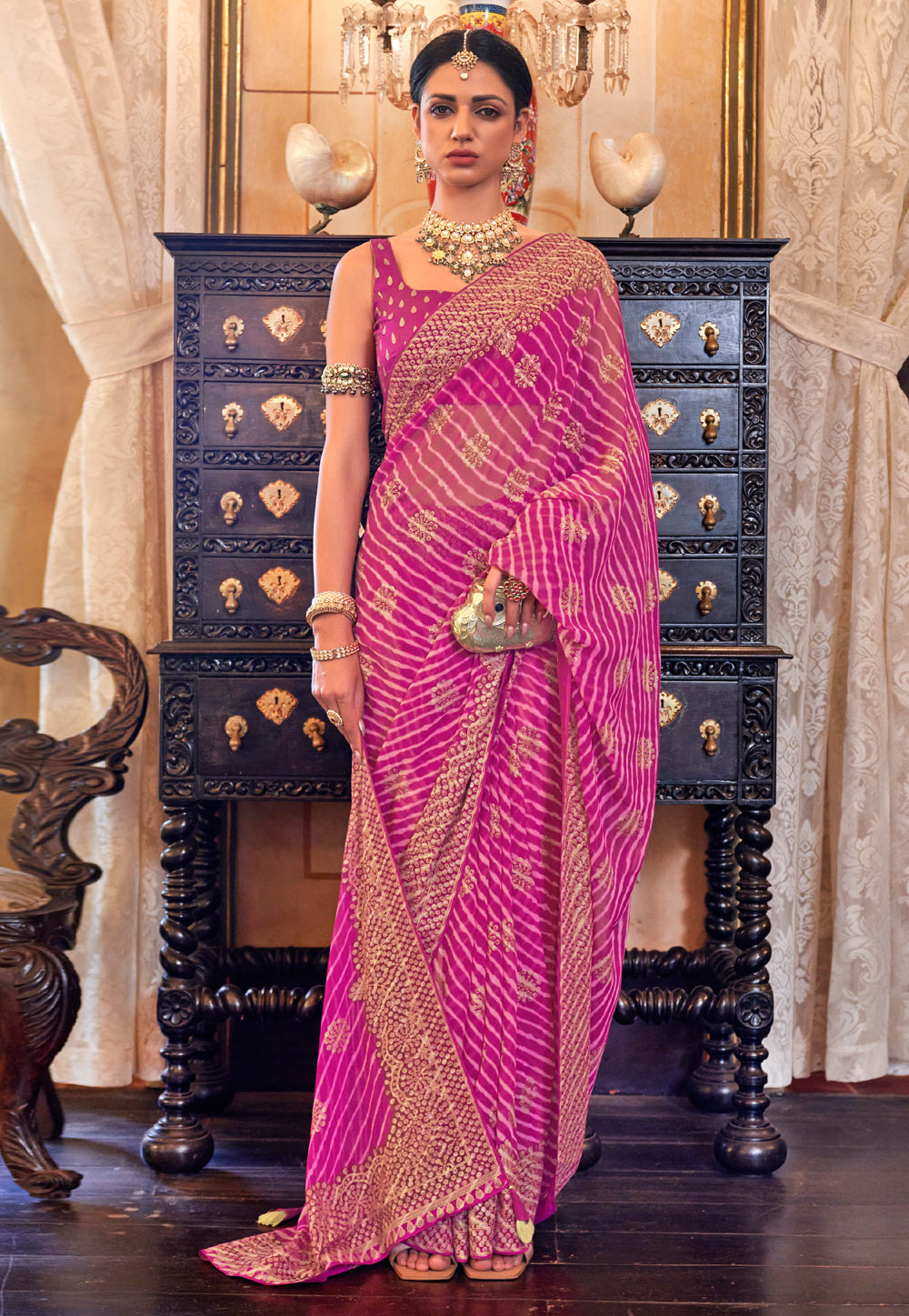 Pink Georgette Saree With Blouse 264646