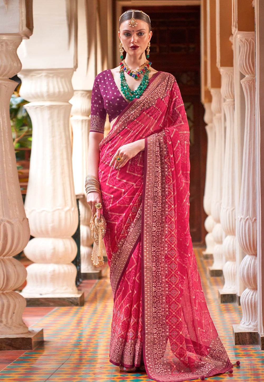 Pink Georgette Saree With Blouse 264650
