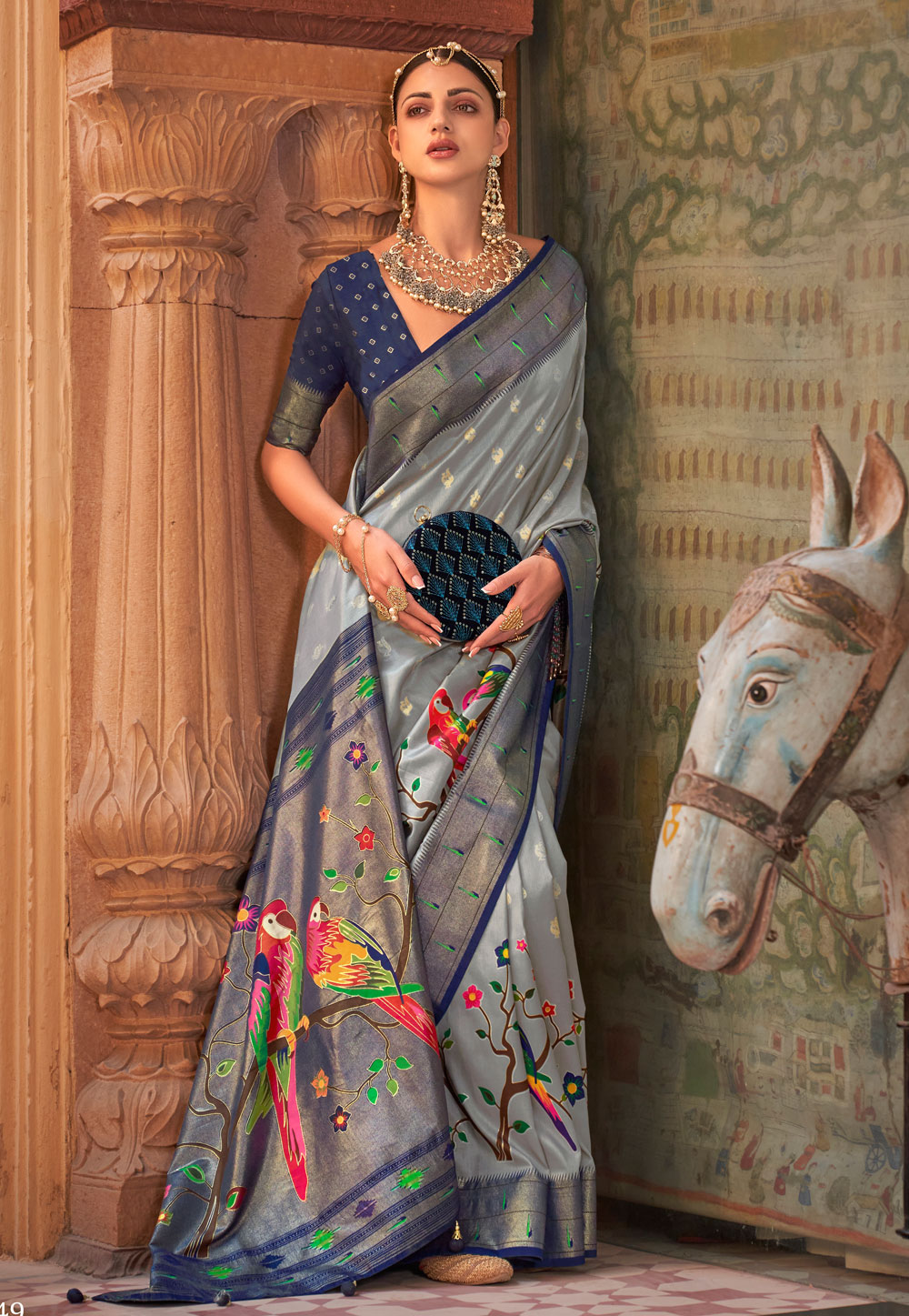 Grey Silk Paithani Saree 264055