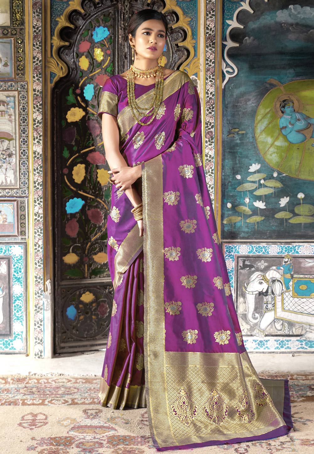 Purple Silk Festival Wear Saree 165310