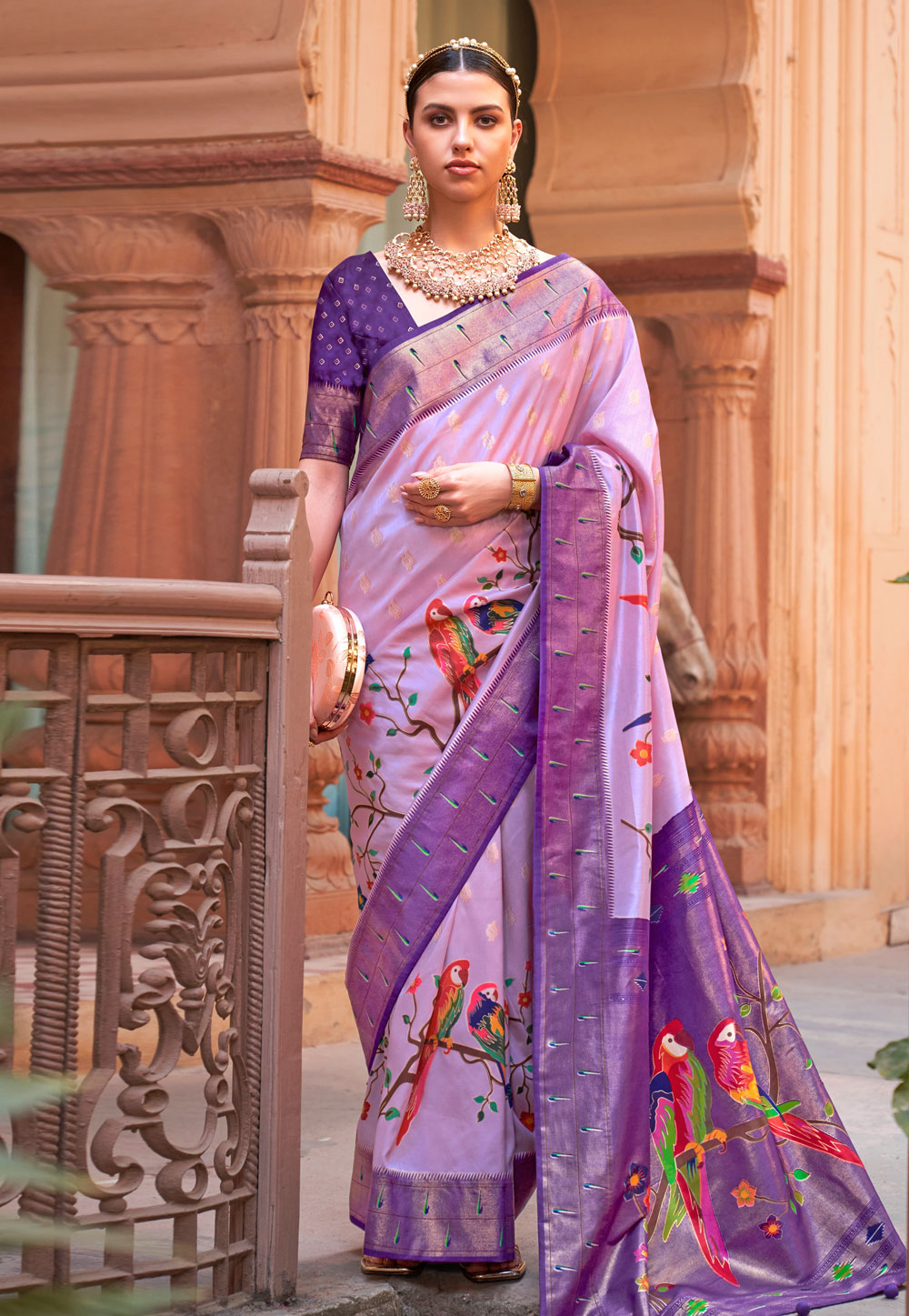 Light Purple Silk Saree With Blouse 264056