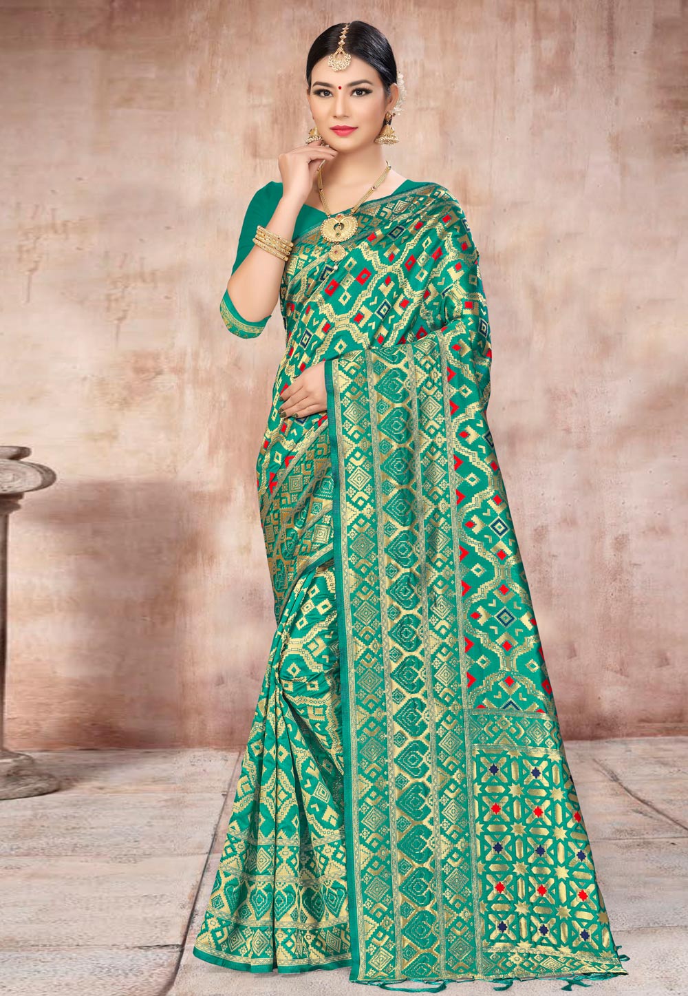 Green Banarasi Silk Festival Wear Saree 220130