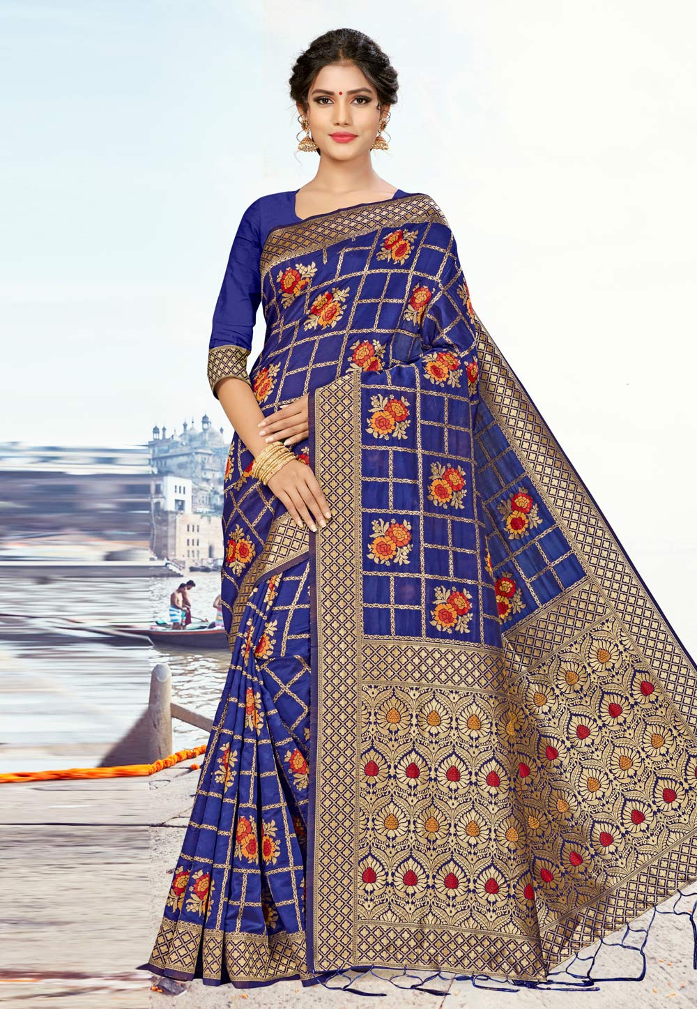 Blue Banarasi Silk Festival Wear Saree 220533