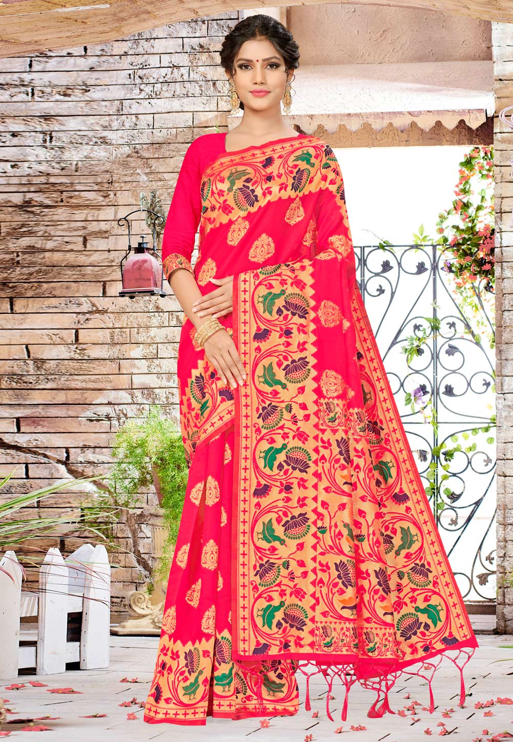 Pink Banarasi Silk Paithani Saree 220023