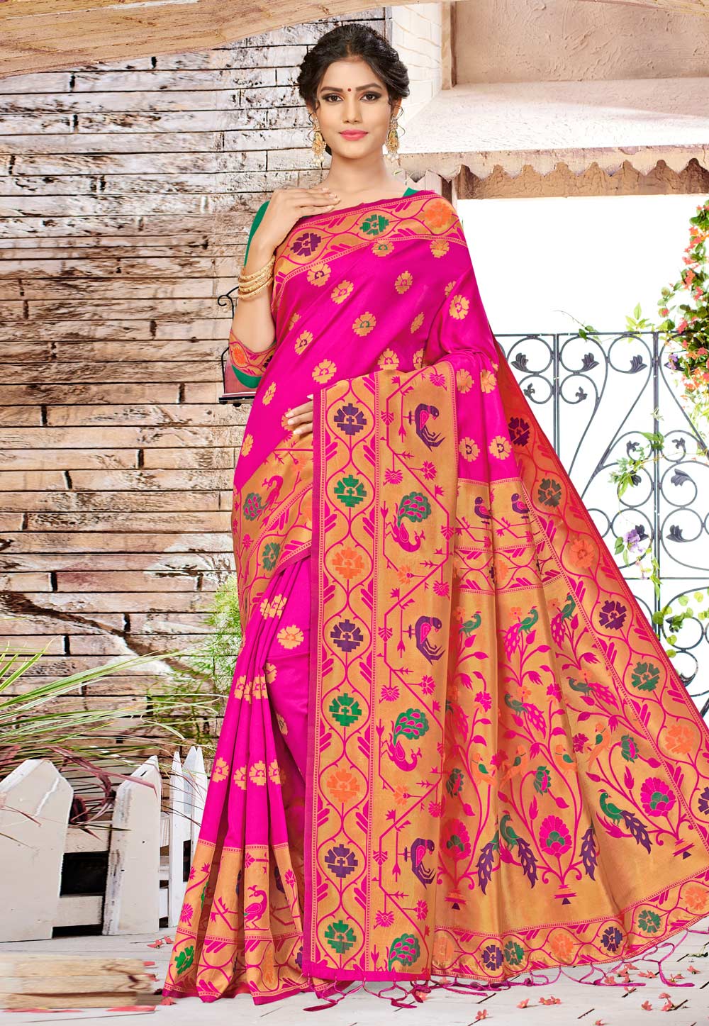 Pink Banarasi Silk Paithani Saree 220028