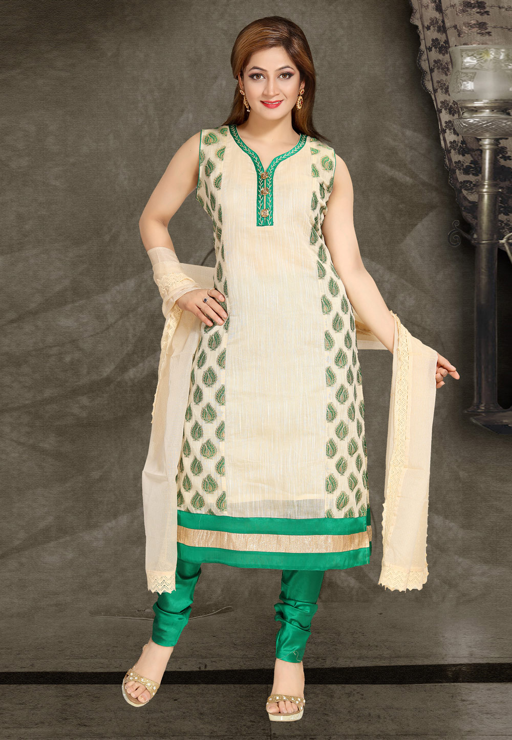 Green Banglori Silk Churidar Suit 194180