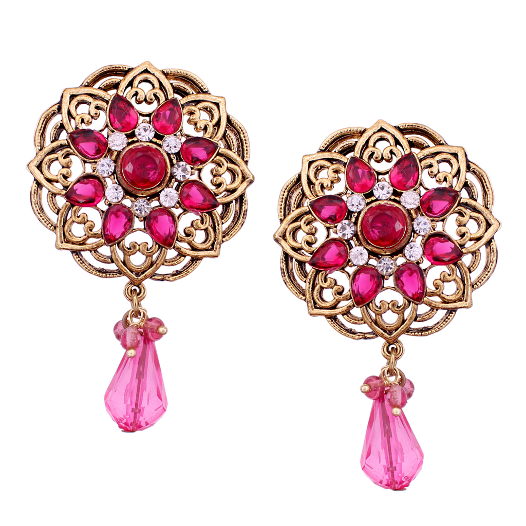 Pink Alloy Austrian Diamonds Earrings 56950