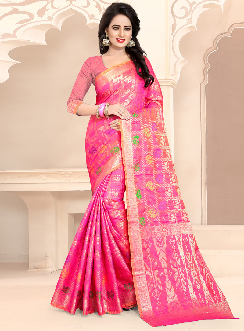 Pink Banarasi Silk Festival Wear Saree 101170