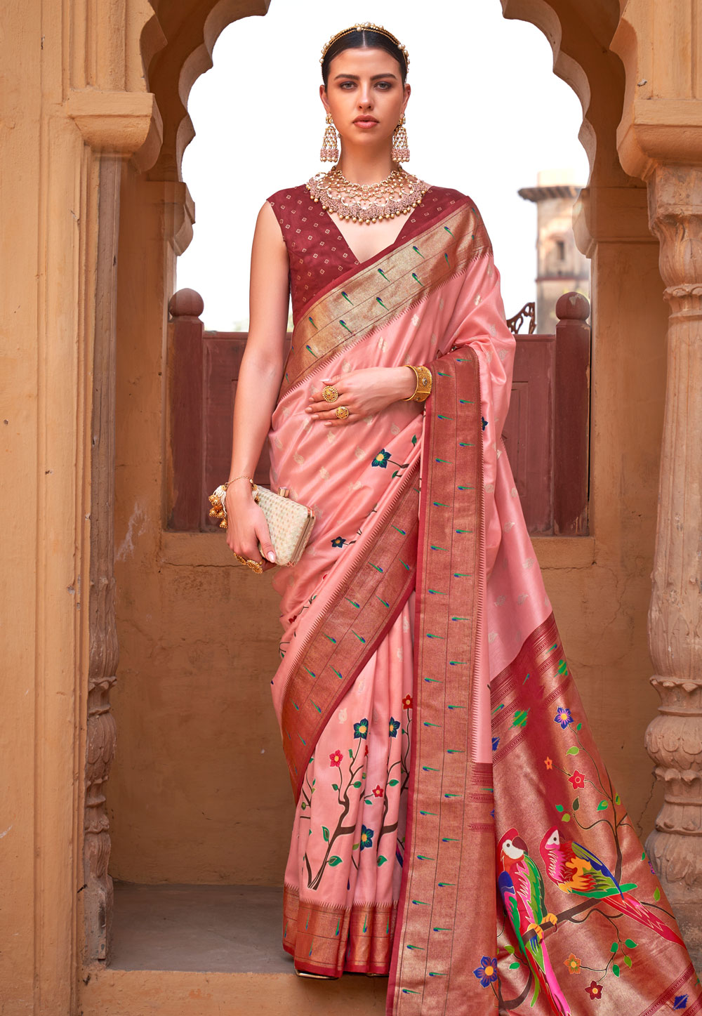 Pink Silk Paithani Saree 264061