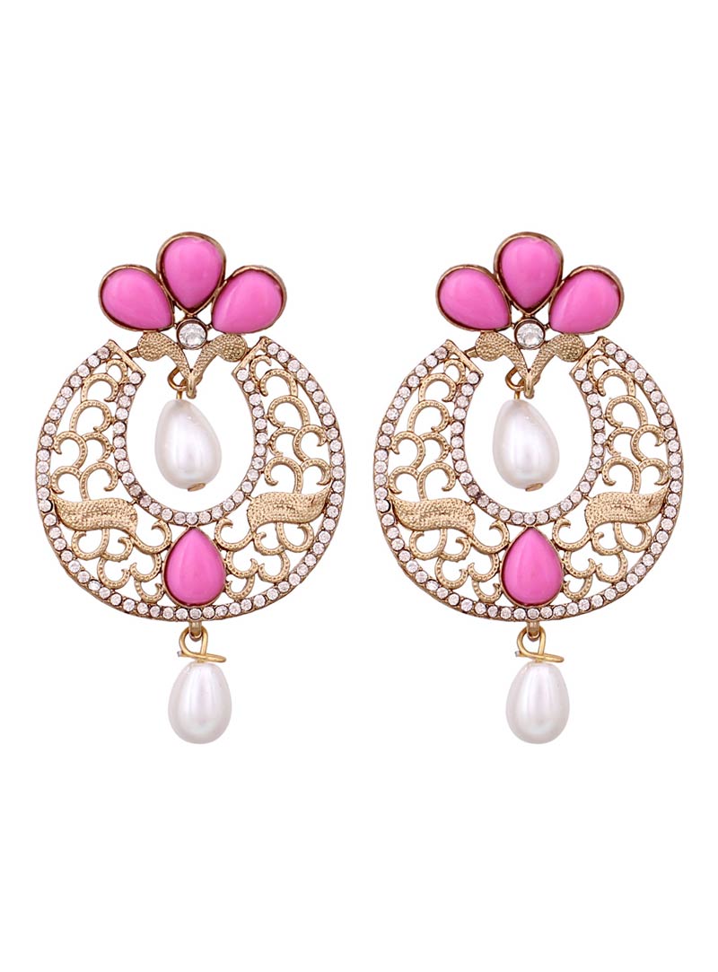 Pink Alloy Austrian Diamonds Earrings 68959