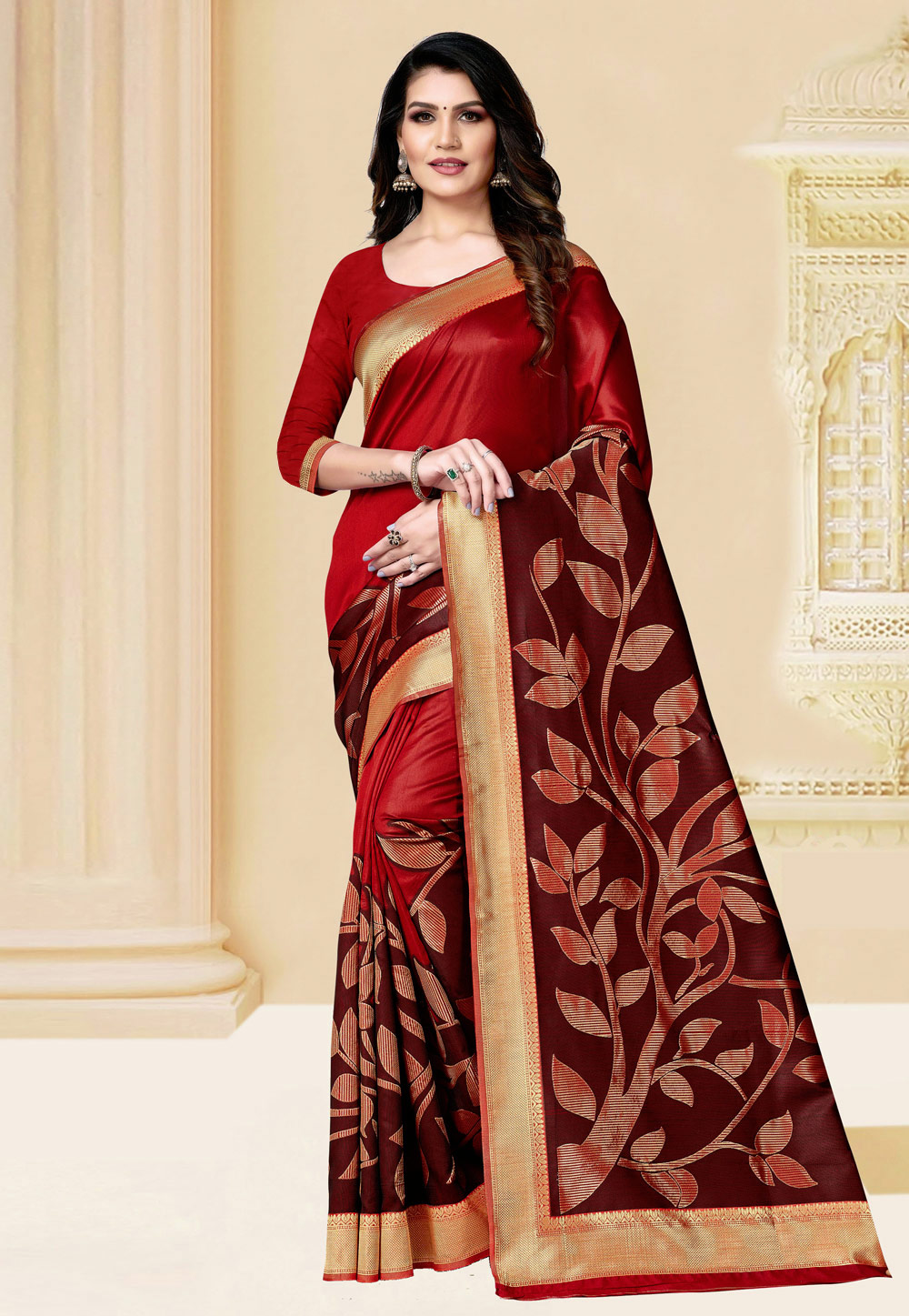 Maroon Banarasi Silk Festival Wear Saree 237256