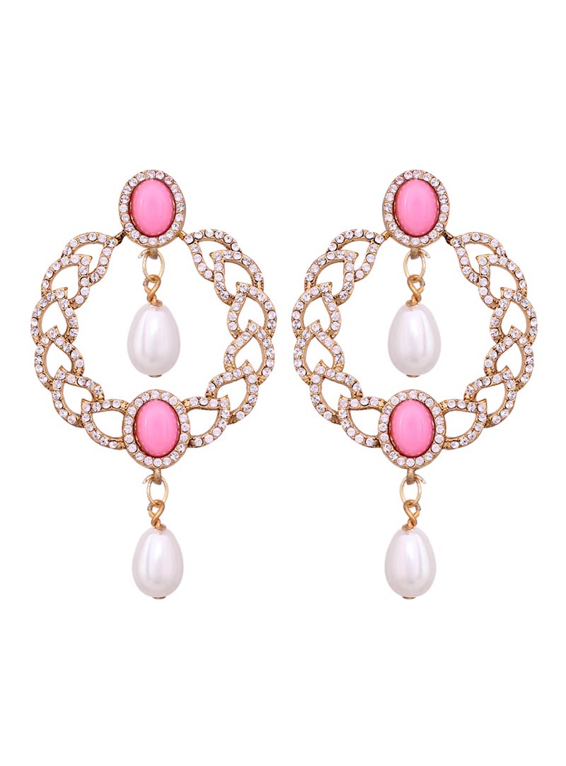 Pink Alloy Austrian Diamonds Earrings 68962