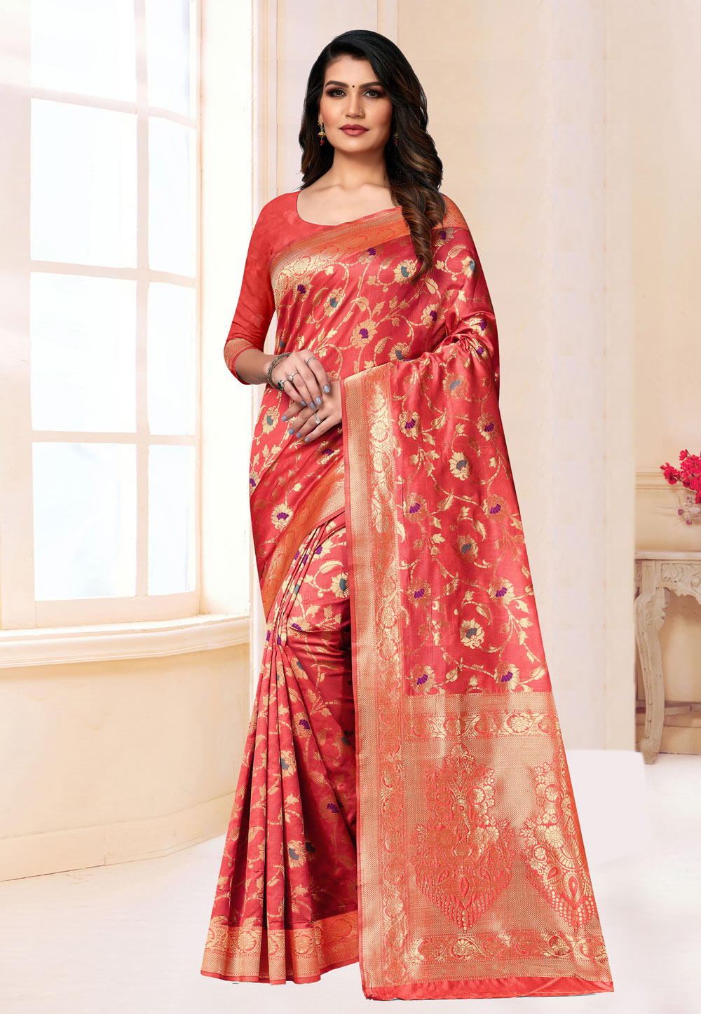 Pink Banarasi Silk Festival Wear Saree 230931