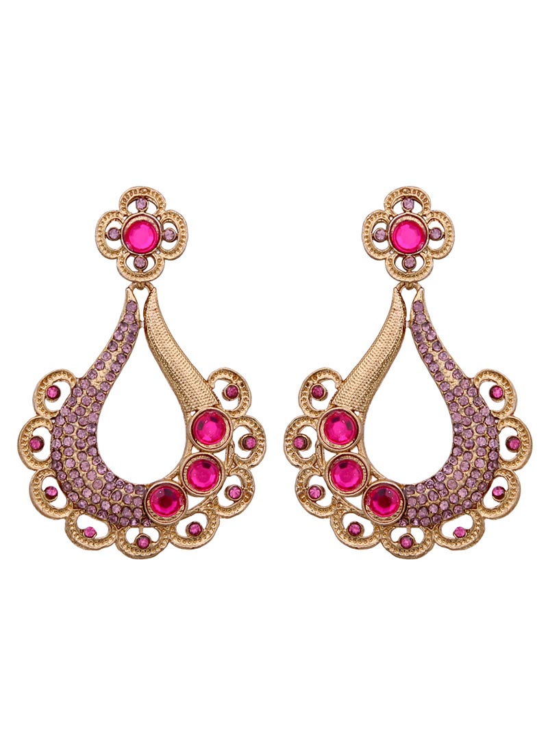 Pink Alloy Austrian Diamonds Earrings 68964