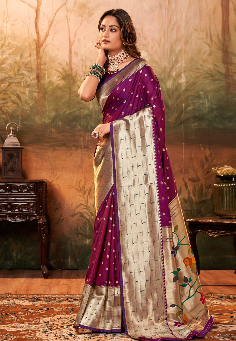 Purple Silk Paithani Saree  259622