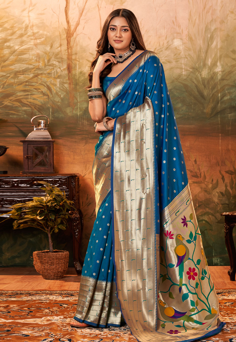 Blue Silk Paithani Saree  259624
