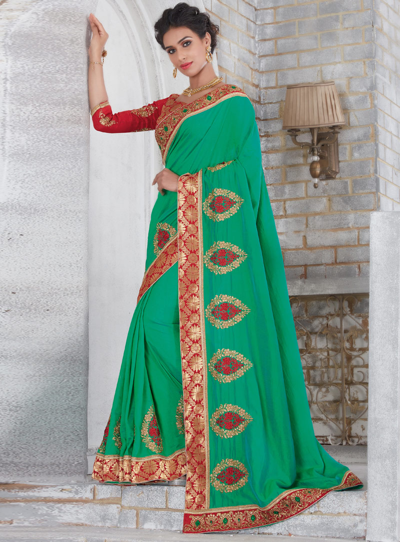 Green Silk Festival Wear Saree 94479