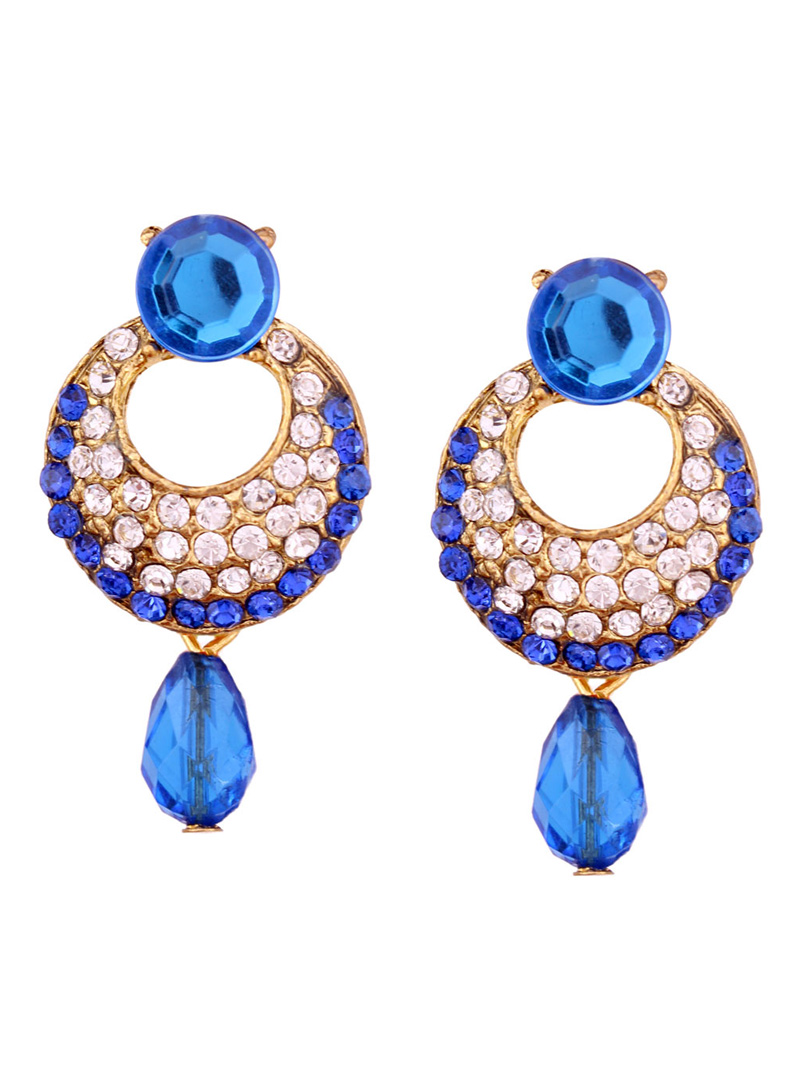 Blue Alloy Austrian Diamonds Earrings 64570