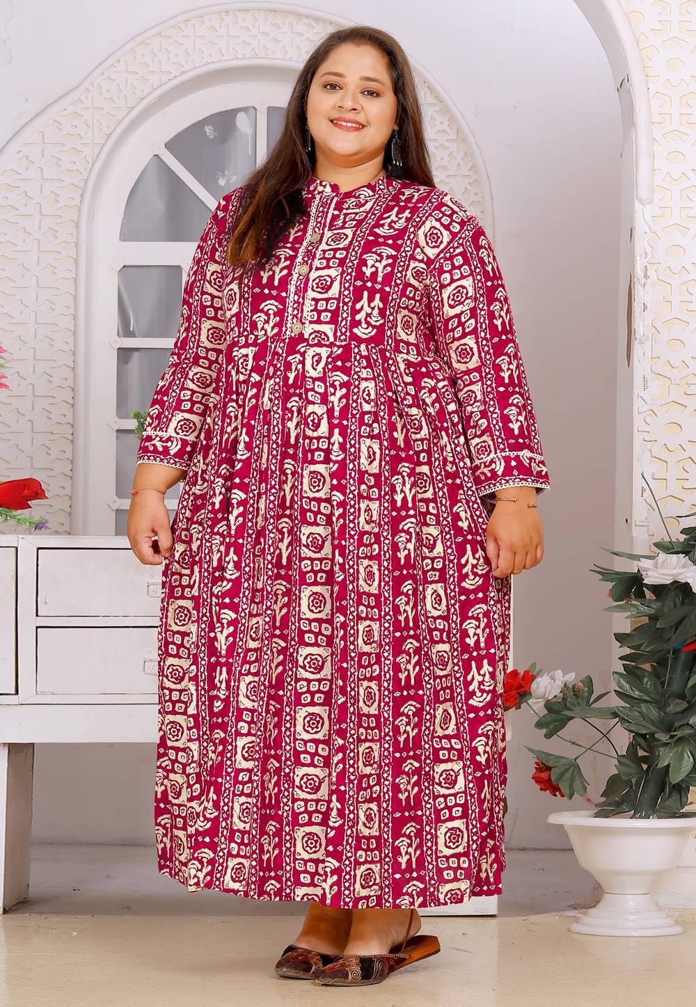 Magenta Rayon Long Tunic 262892