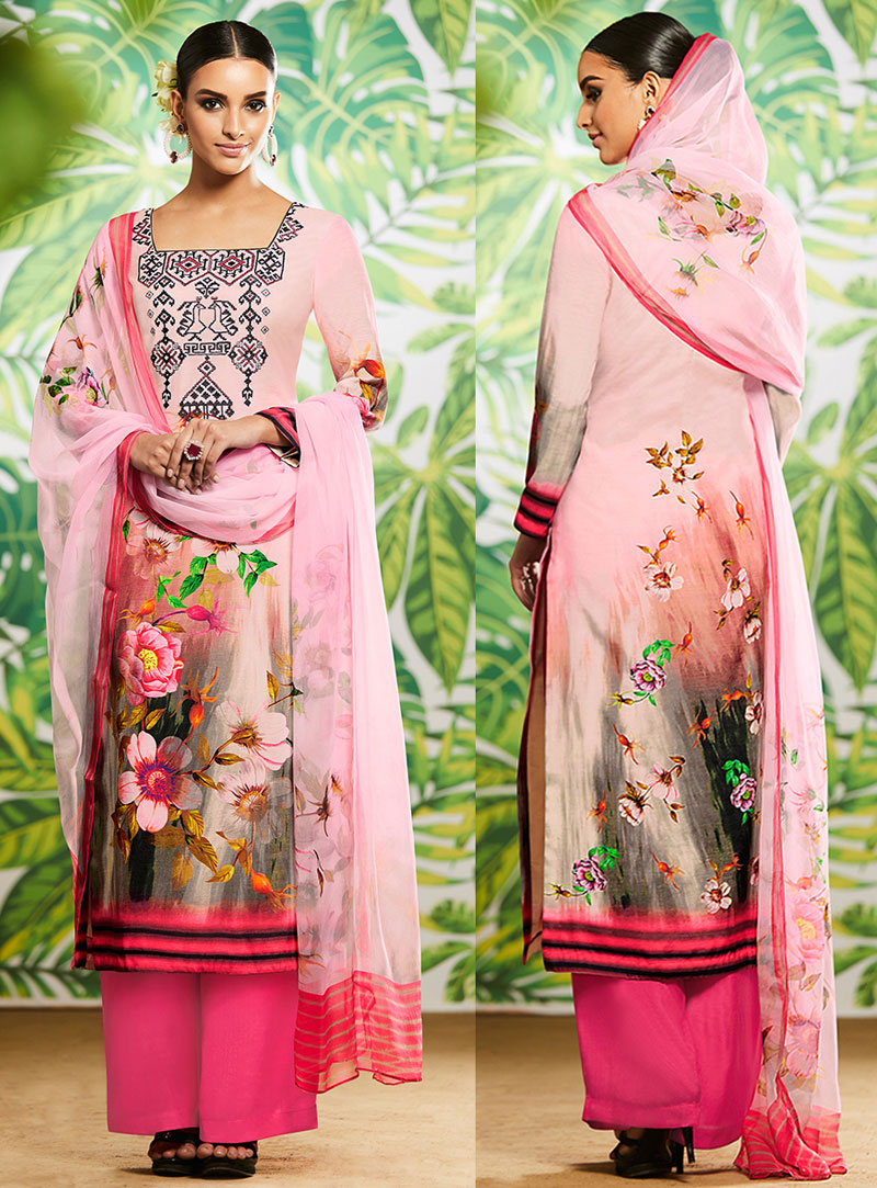 Pink Viscose Pakistani Style Suit 127072