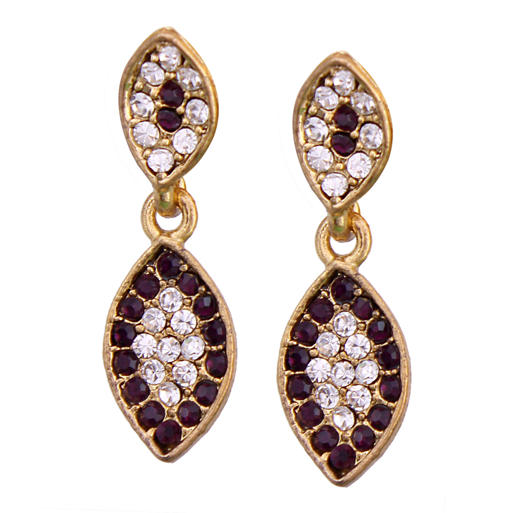 Purple Alloy Austrian Diamonds Earrings 64599
