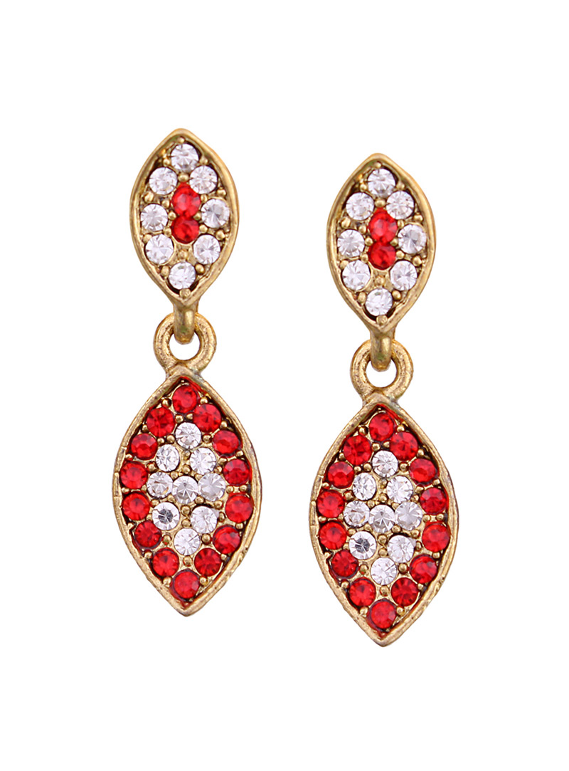 Red Alloy Austrian Diamonds Earrings 64604