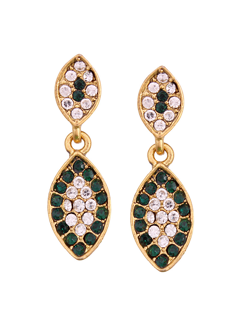 Green Alloy Austrian Diamonds Earrings 64605