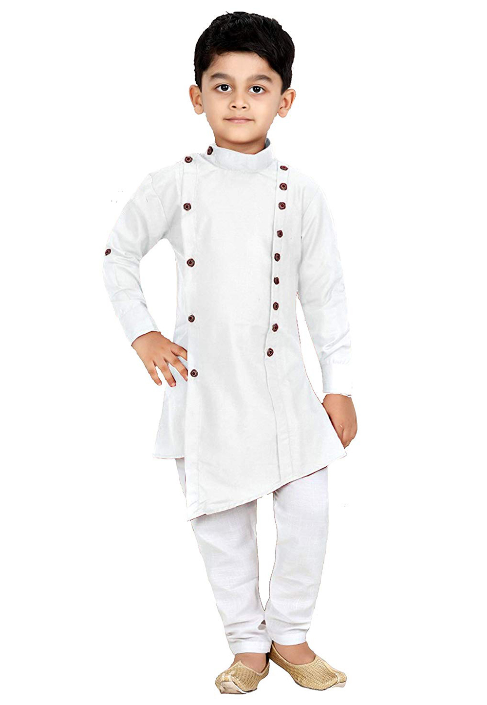 White Dupion Silk Readymade Kids Kurta Pajama 201702
