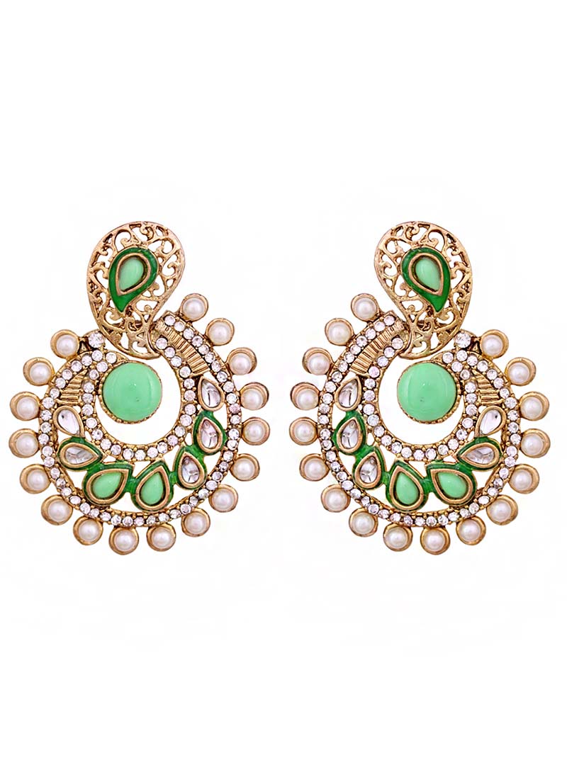 Green Alloy Austrian Diamonds Earrings 66762