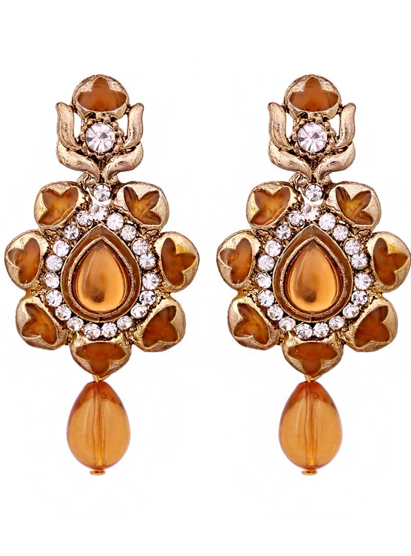 Brown Alloy Austrian Diamonds Earrings 66768