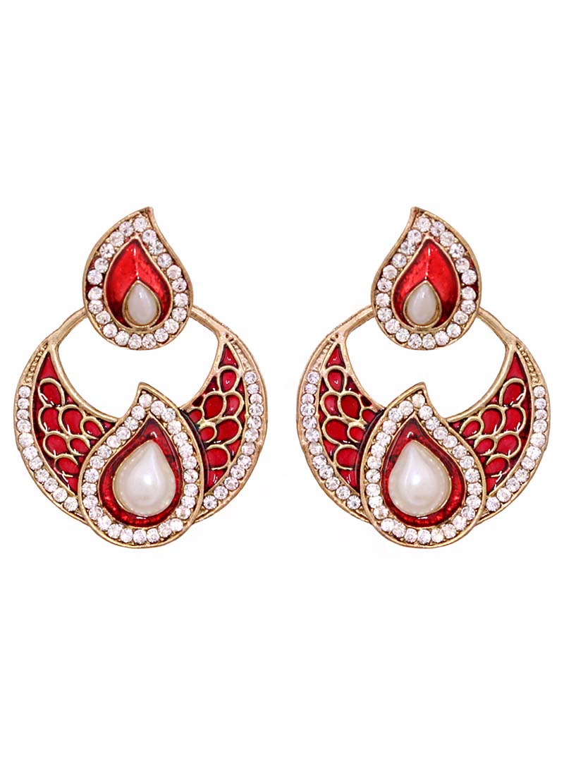 Red Alloy Austrian Diamonds Earrings 66789