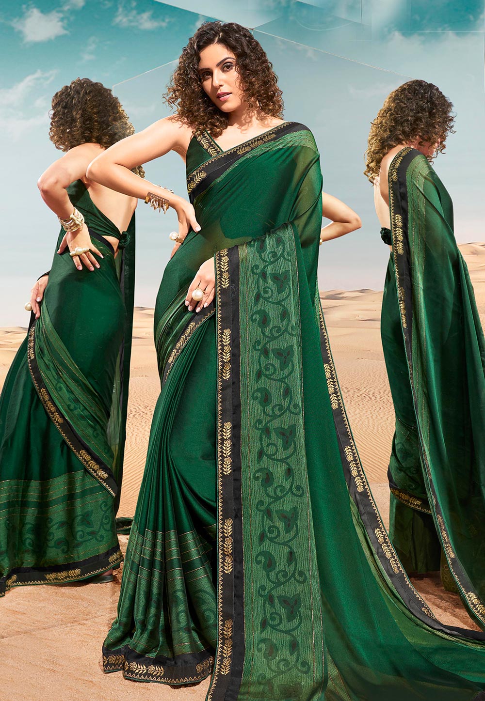 Green Georgette Saree With Blouse 193084