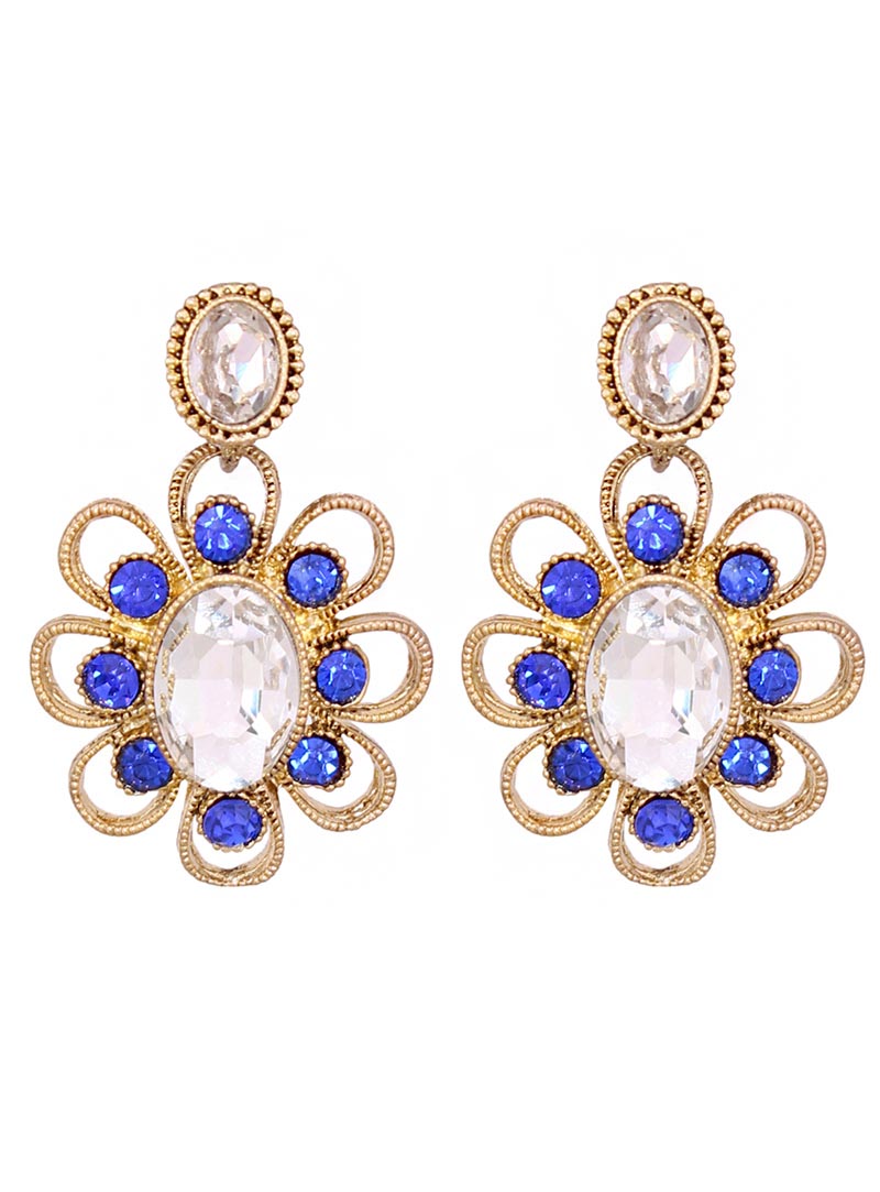 Blue Alloy Austrian Diamonds Earrings 66819