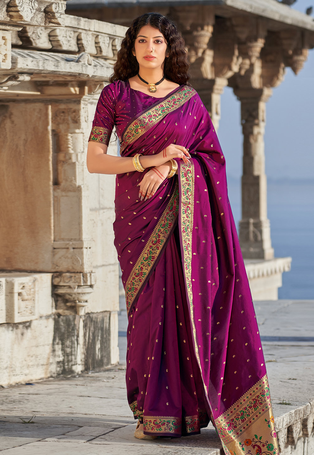 Purple Banarasi Silk Paithani Saree 243418