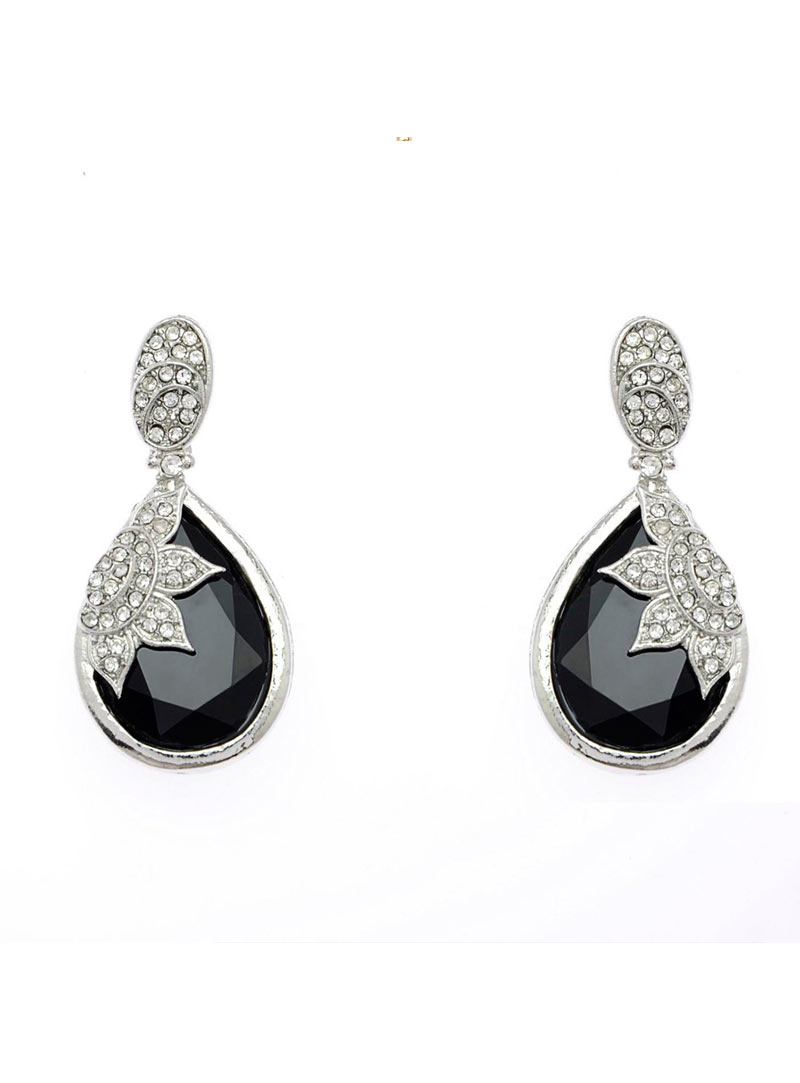 Black Brass American Diamond Earrings 74032