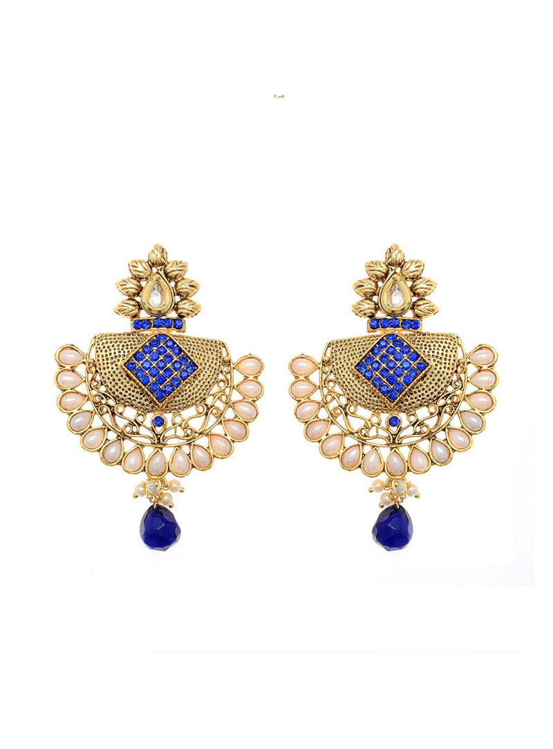 Blue Copper American Diamond Earrings 74035