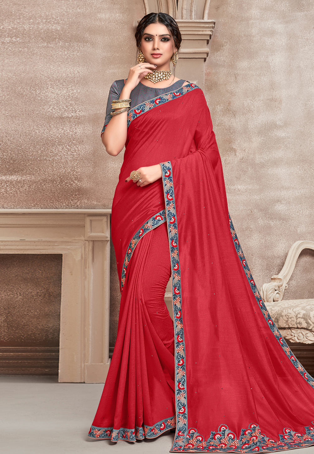 Red Silk Festival Wear Saree 193760