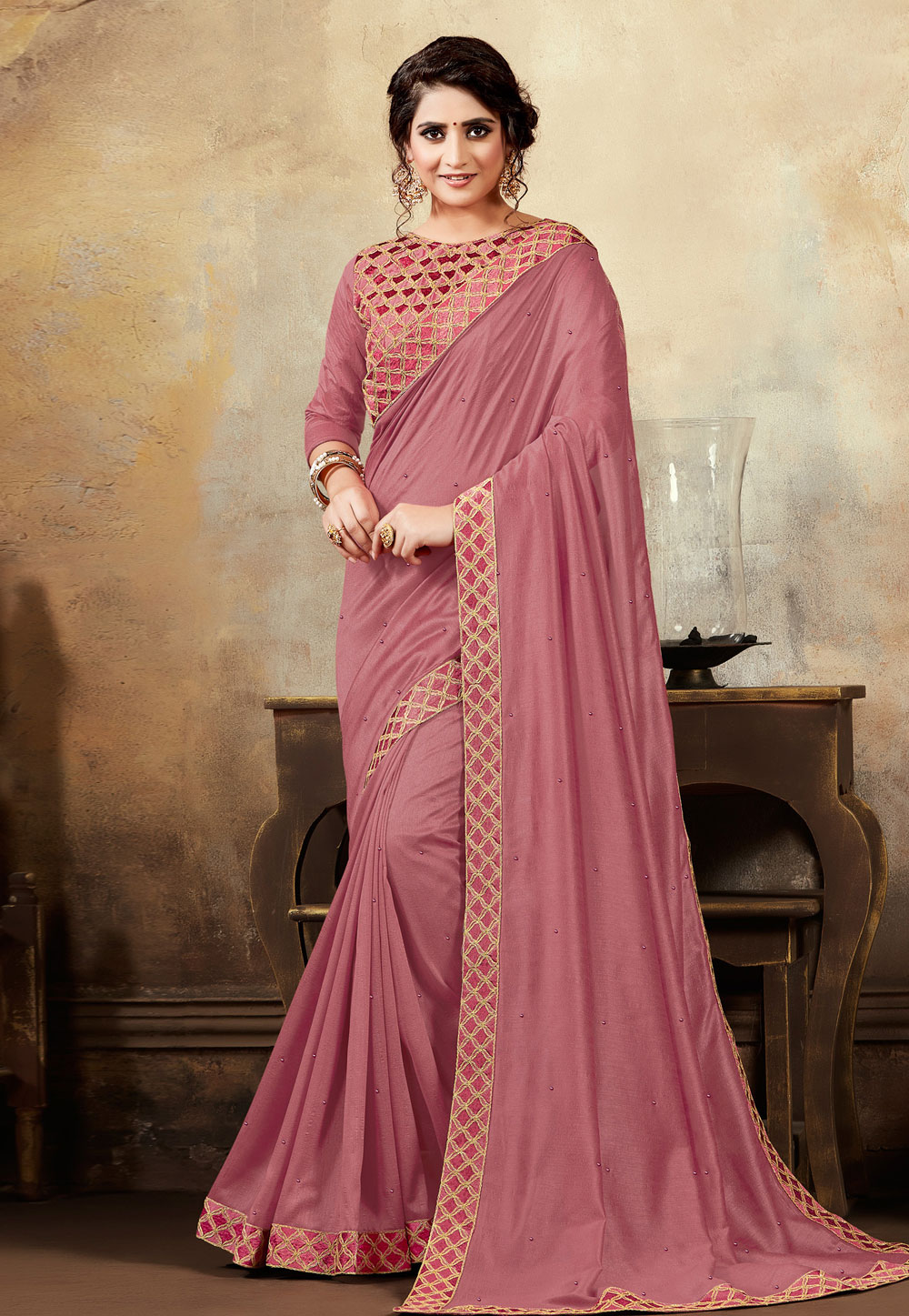 Pink Silk Festival Wear Saree 193780