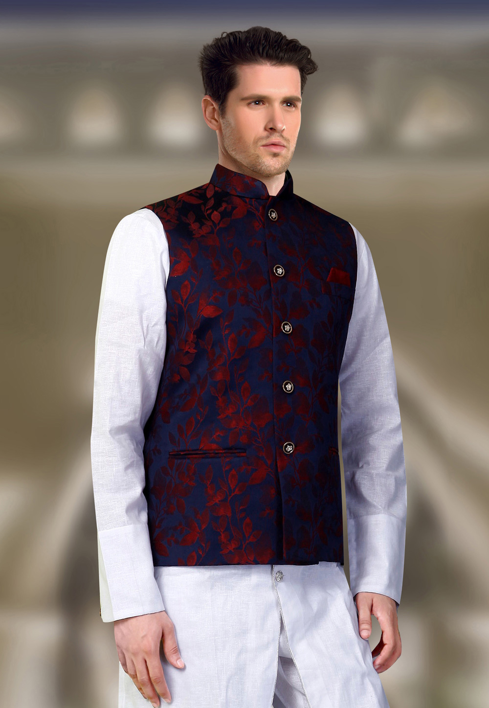 Solid Cotton Mens Nehru Jacket at best price in Kota | ID: 27406976255
