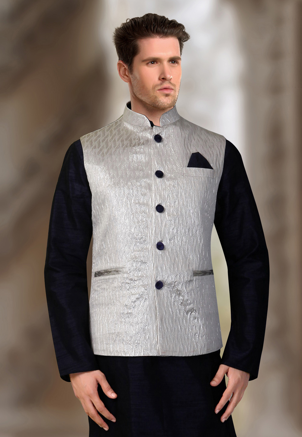 Men's Long Zari Nehru Jacket Set - Hilo Design | Dupion silk, Aza fashion,  Zari
