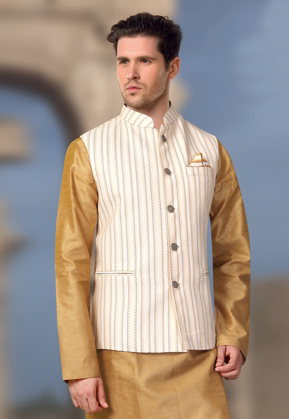 Buy Cream 3-Piece Ethnic Suit for Men by hangup Online | Ajio.com