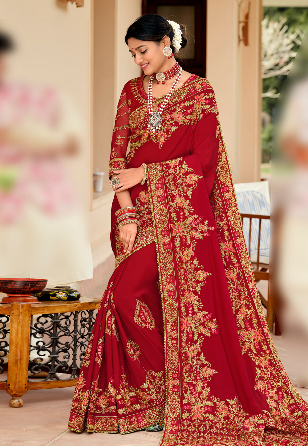 Maroon Georgette Saree With Blouse 245027