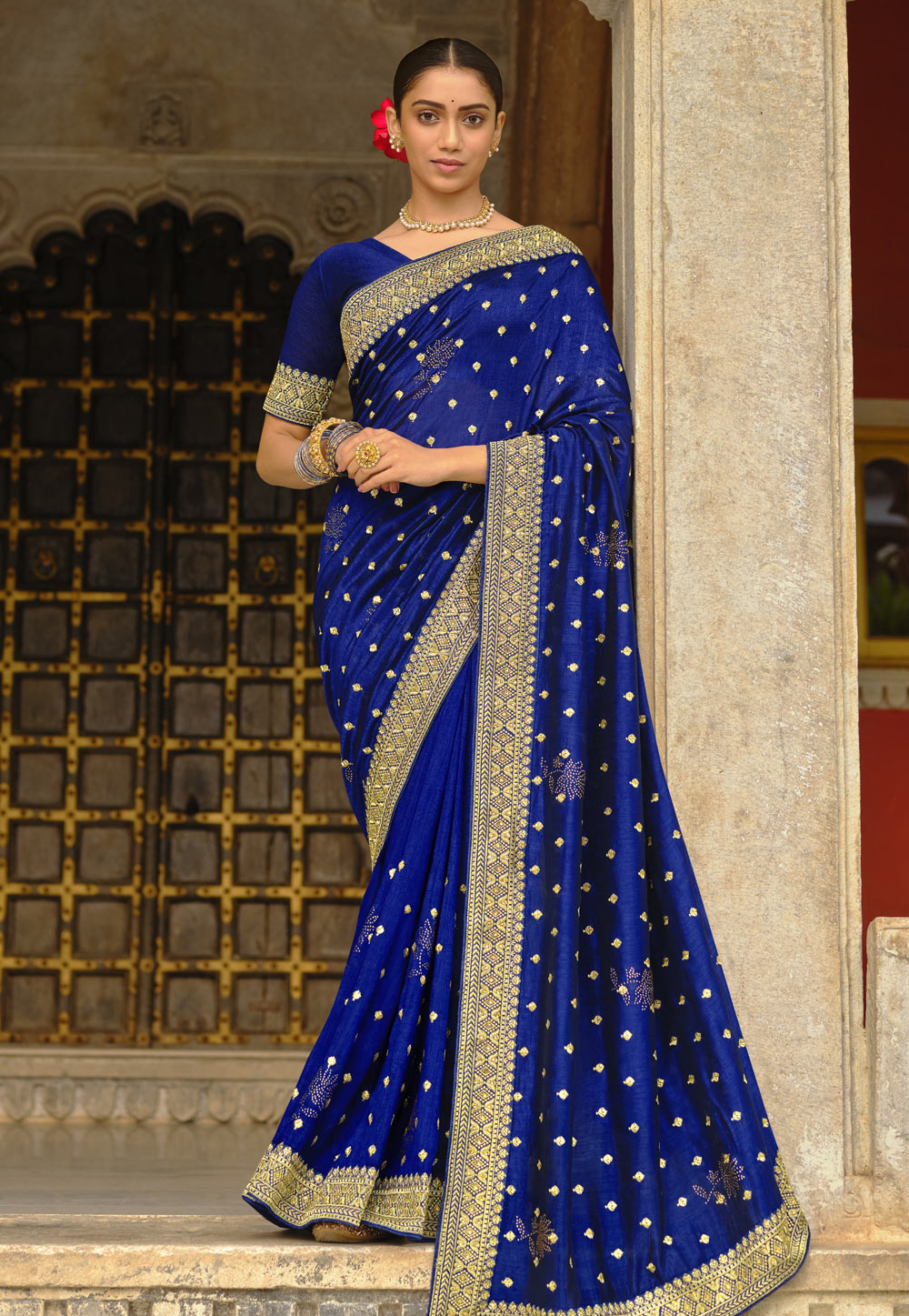Blue Silk Saree With Blouse 247596