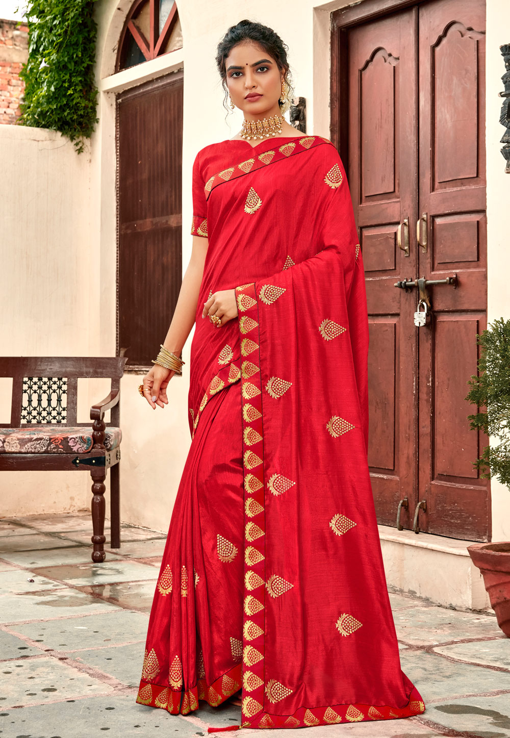 Red Silk Saree With Blouse 247755