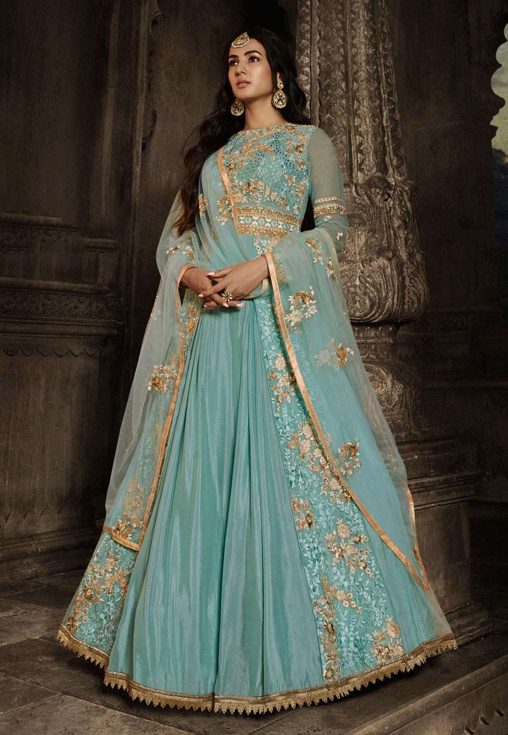 Sonal Chauhan Sky Blue Designer Salwar Suit 277195