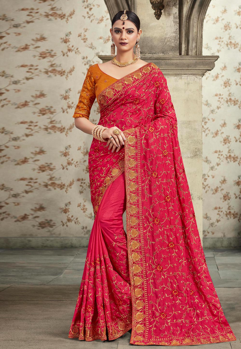 Pink Georgette Saree With Blouse 194431