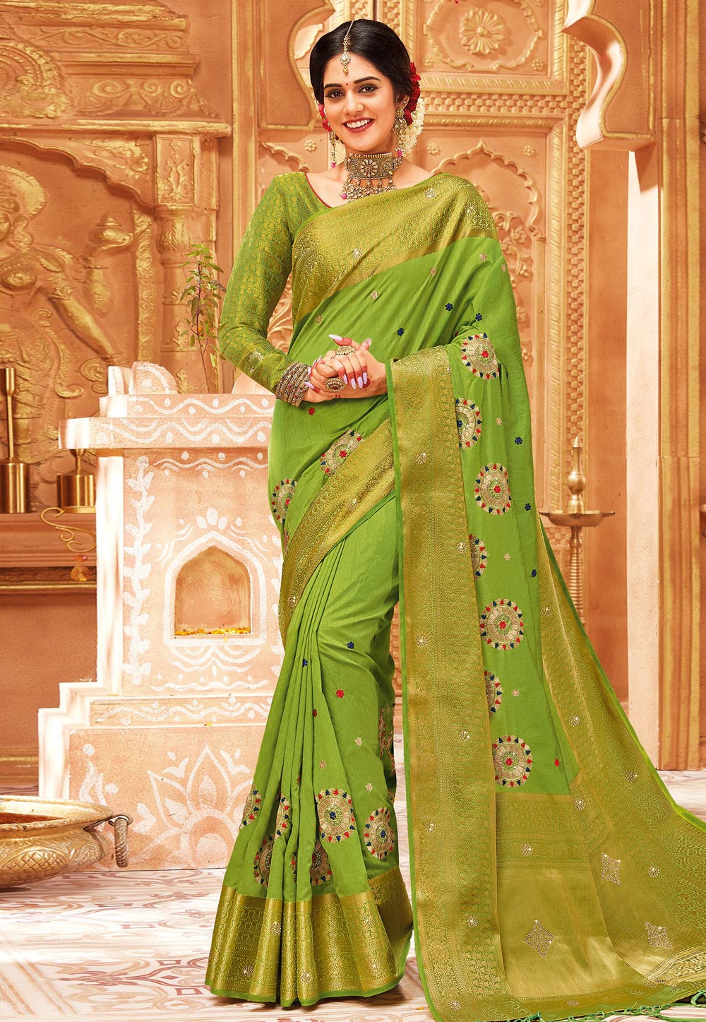 Green Art Silk Saree With Blouse 195254
