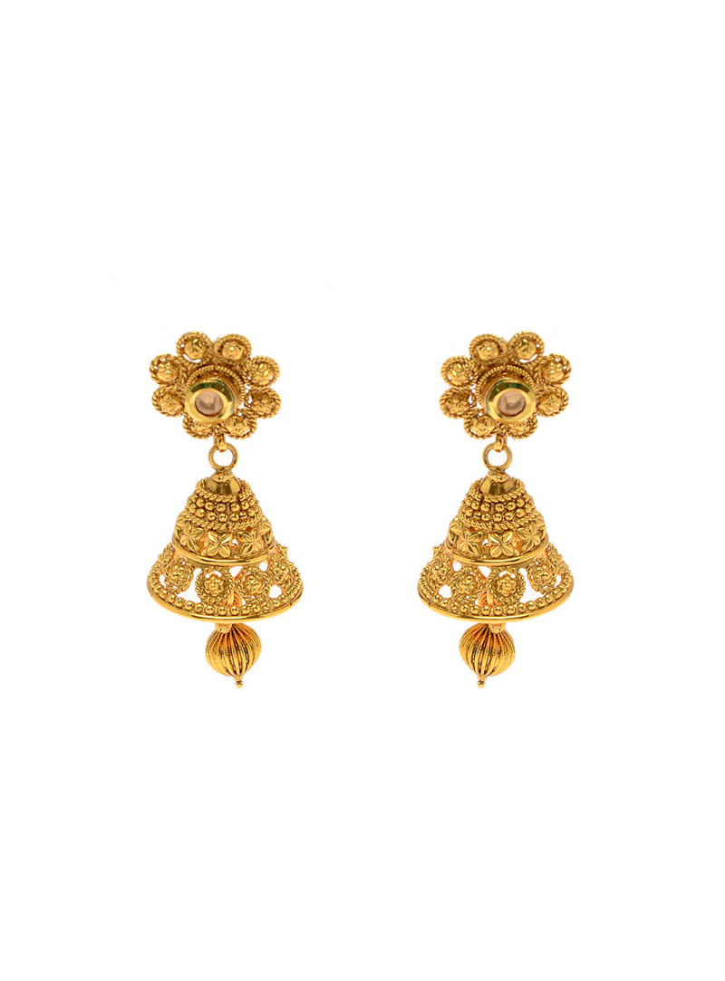 Golden Copper Kundan Earrings 82922