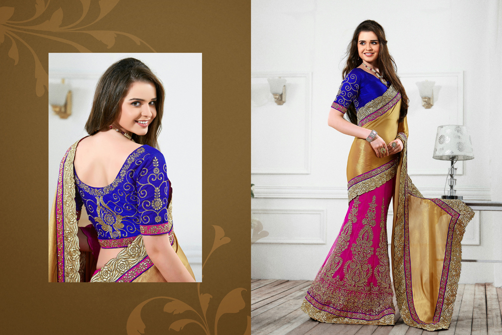 Golden Shimmer Wedding Lehenga Saree 43718