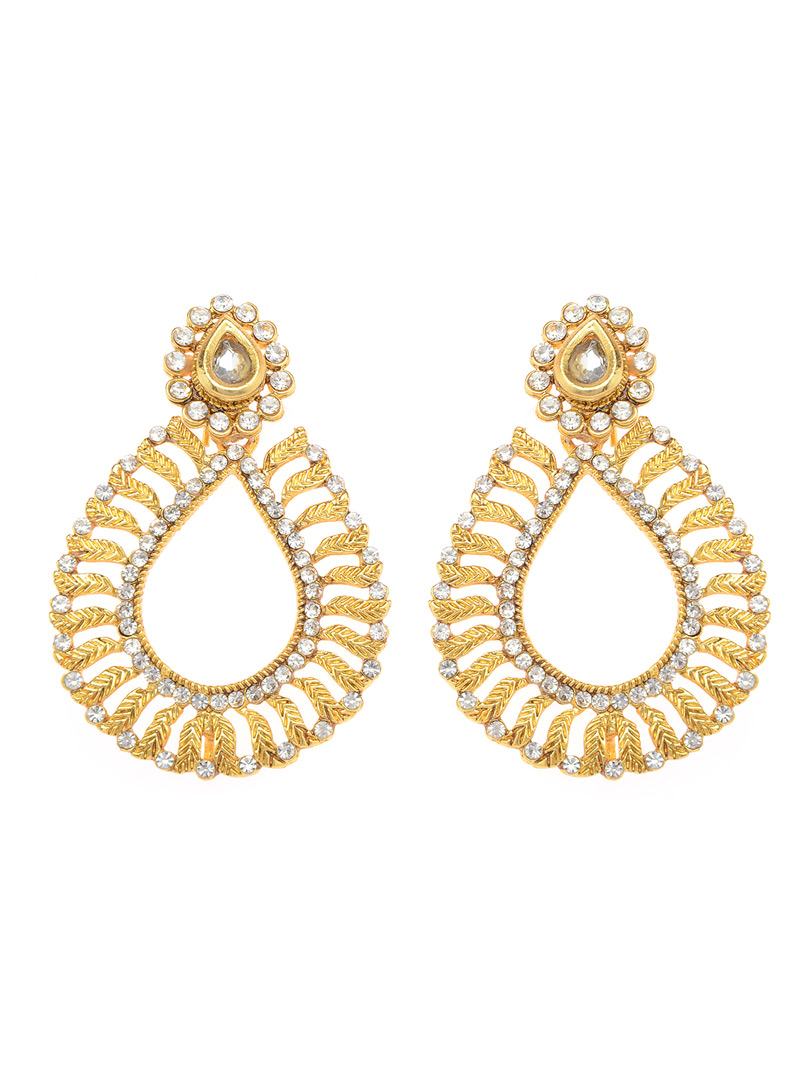 Golden Brass Austrian Diamond Earrings 90337